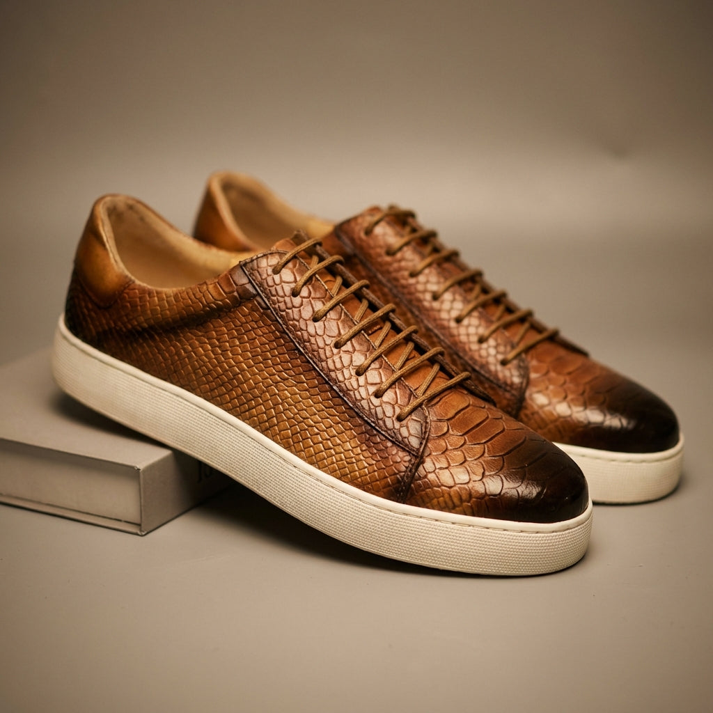 Alara | Casual Leather Sneakers Embossed Finish 7