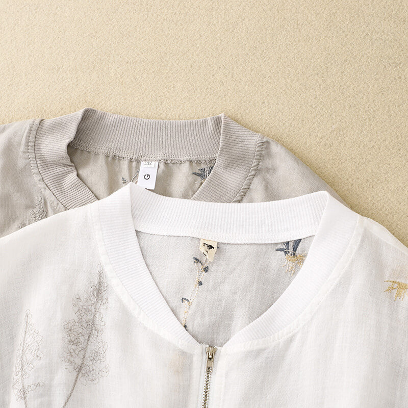 Asher | Relaxed Floral Bomber Jacket Cotton-Linen Blend 4