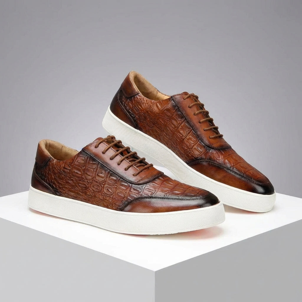 Bello | Casual Leather Sneakers with Embossed Design 0
