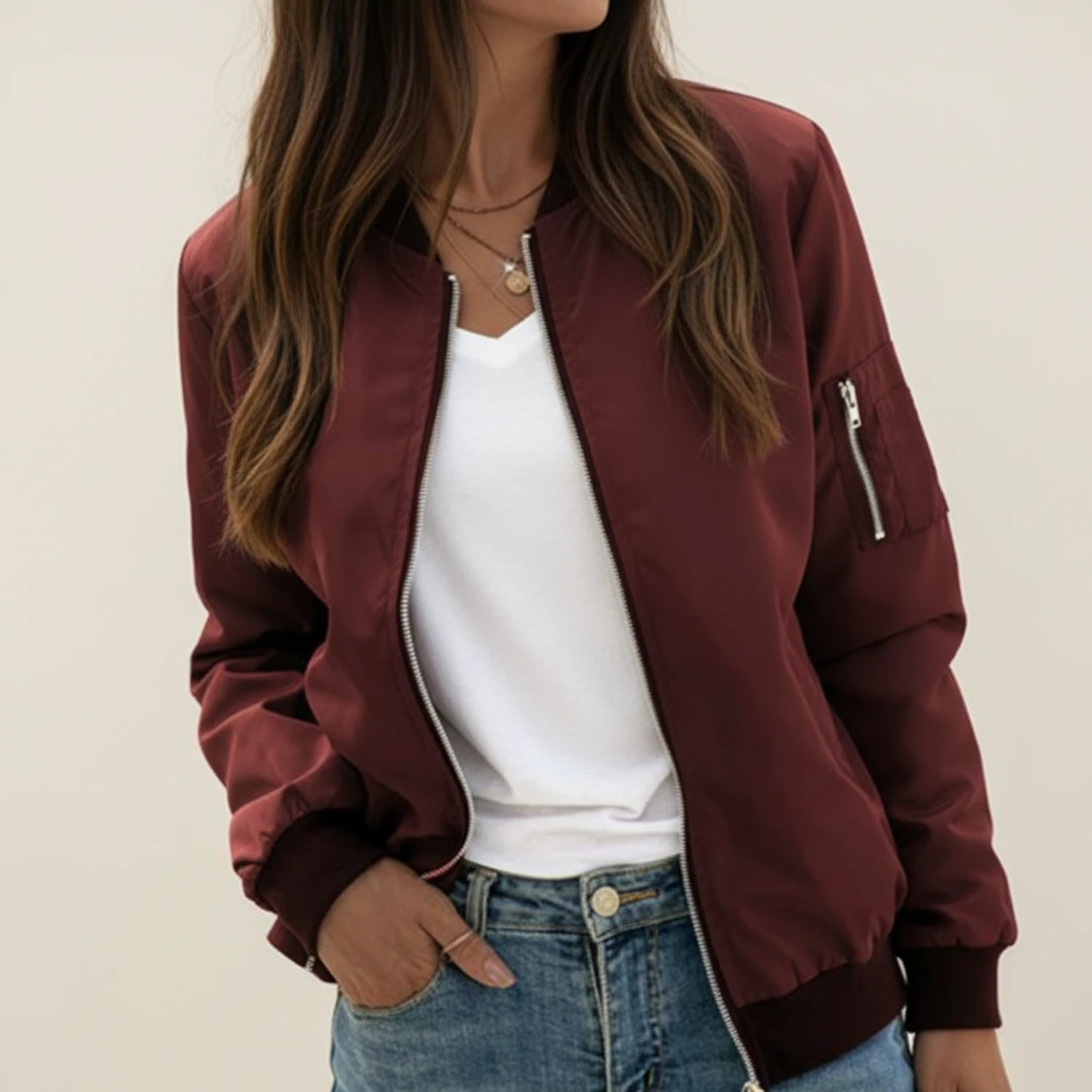 Breeze | Zip-Up Bomber Jacket With Ribbed Trim 1