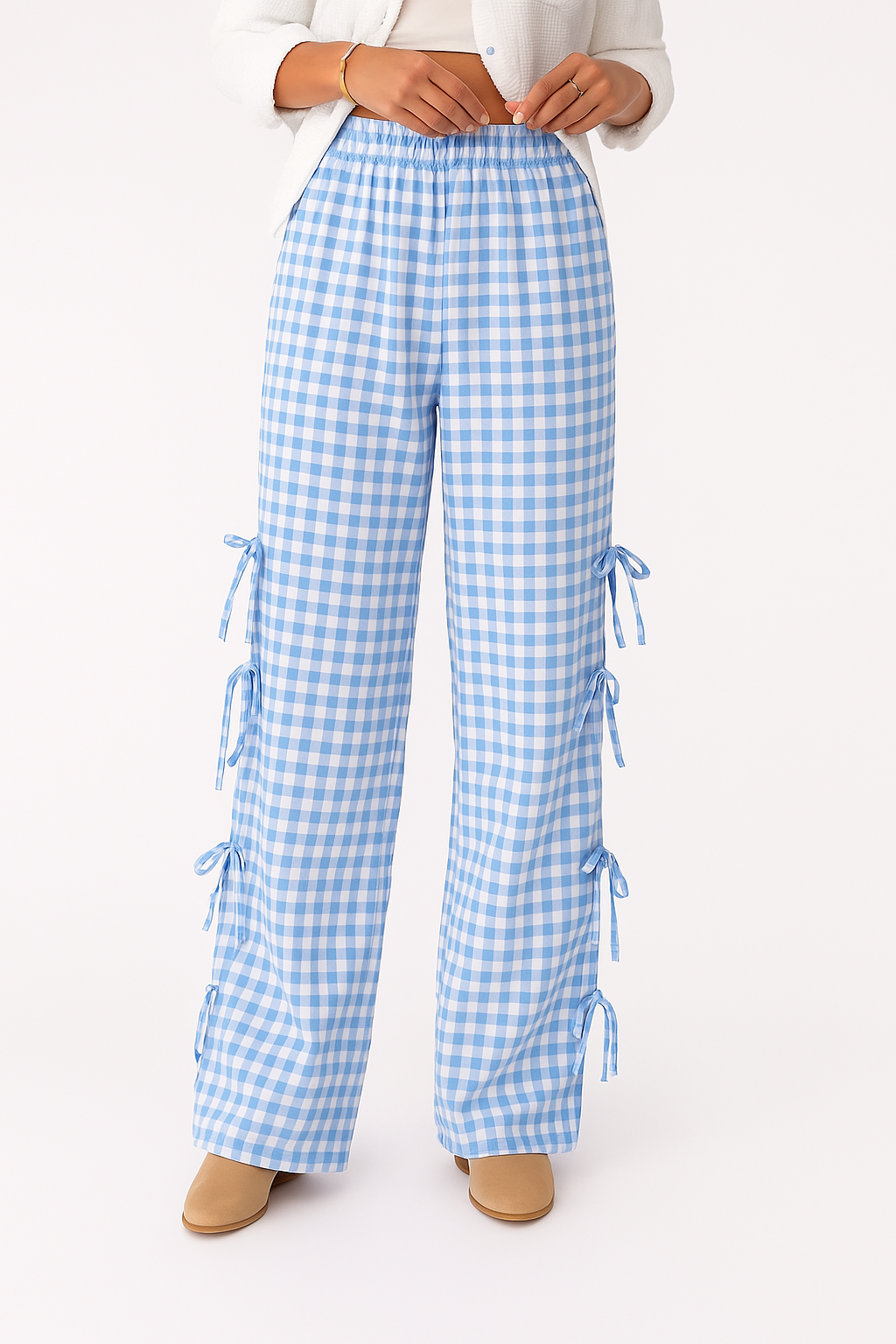 Checkered Wide Leg Trousers For Women | Lirena 5