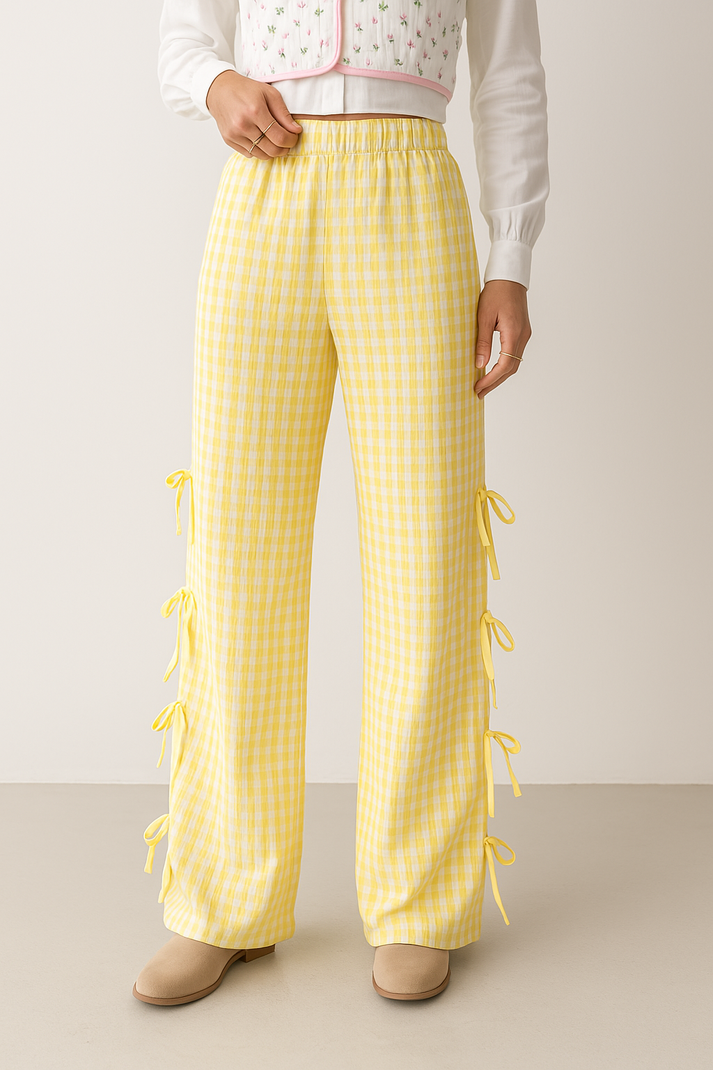 Checkered Wide Leg Trousers For Women | Lirena 6
