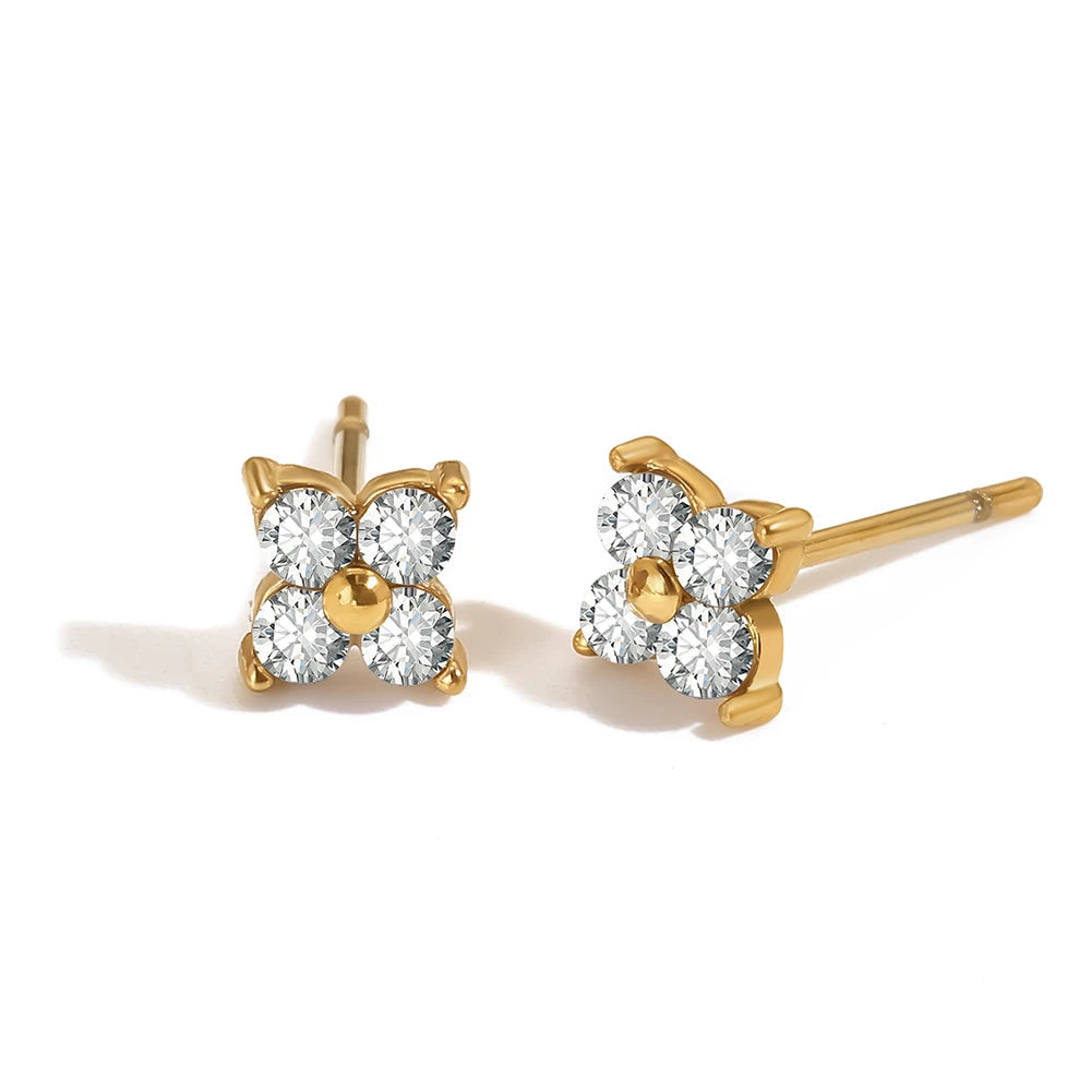 Clover Motif Gold Earrings For Women | Malina 0