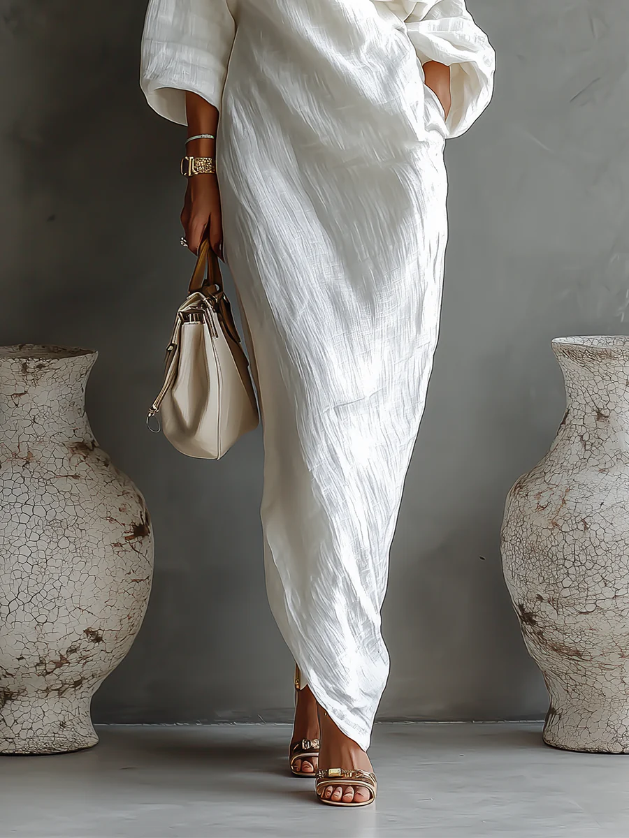 Drapa | One-Shoulder Maxi Dress With Voluminous Sleeve 2