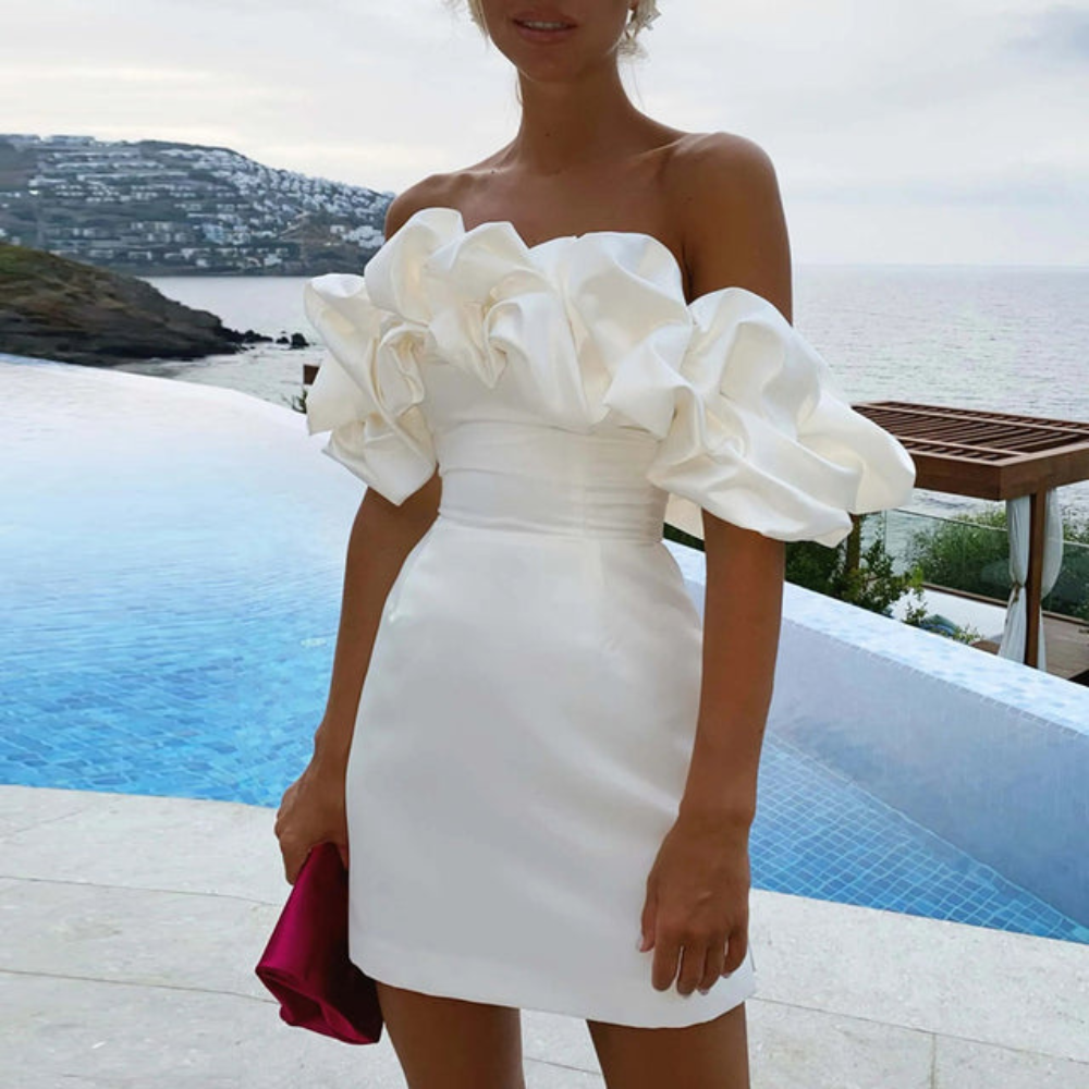 Elda | Ruffle Mini Wedding Guest Dress 0