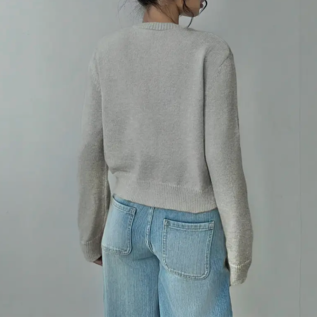 Fina | Cropped Button White Cardigan Sweater 7