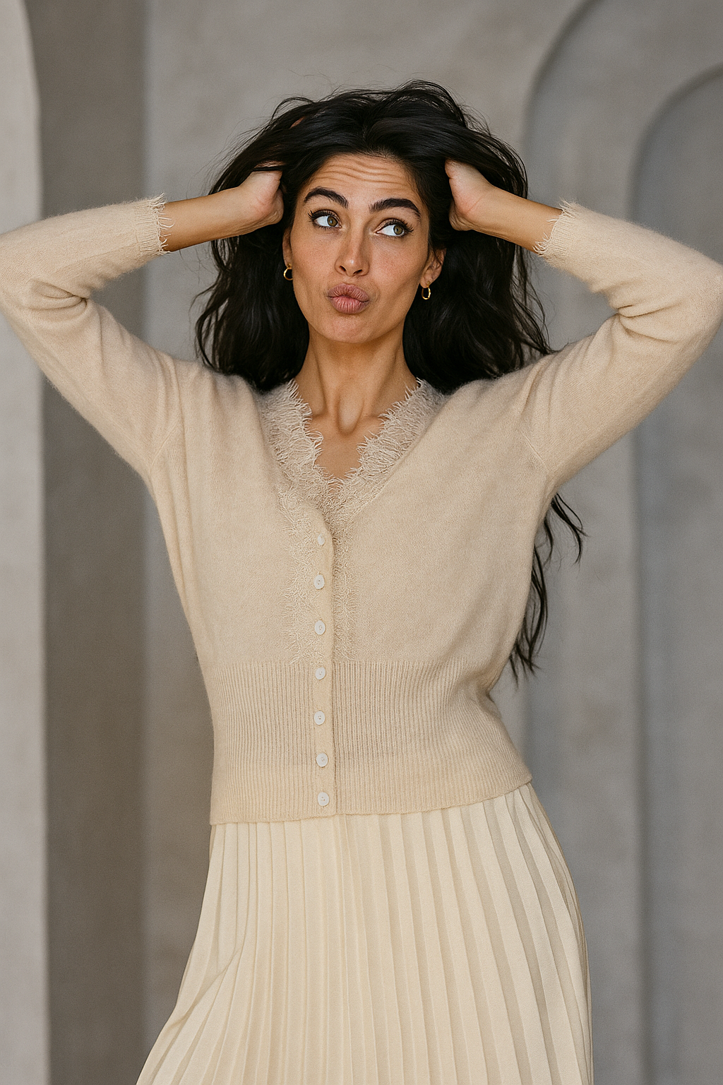 Lace-Accented Cardigan For Women | Calista 1