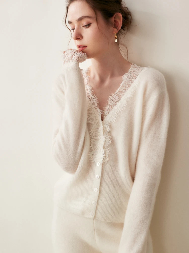 Lace-Accented Cardigan For Women | Calista 11