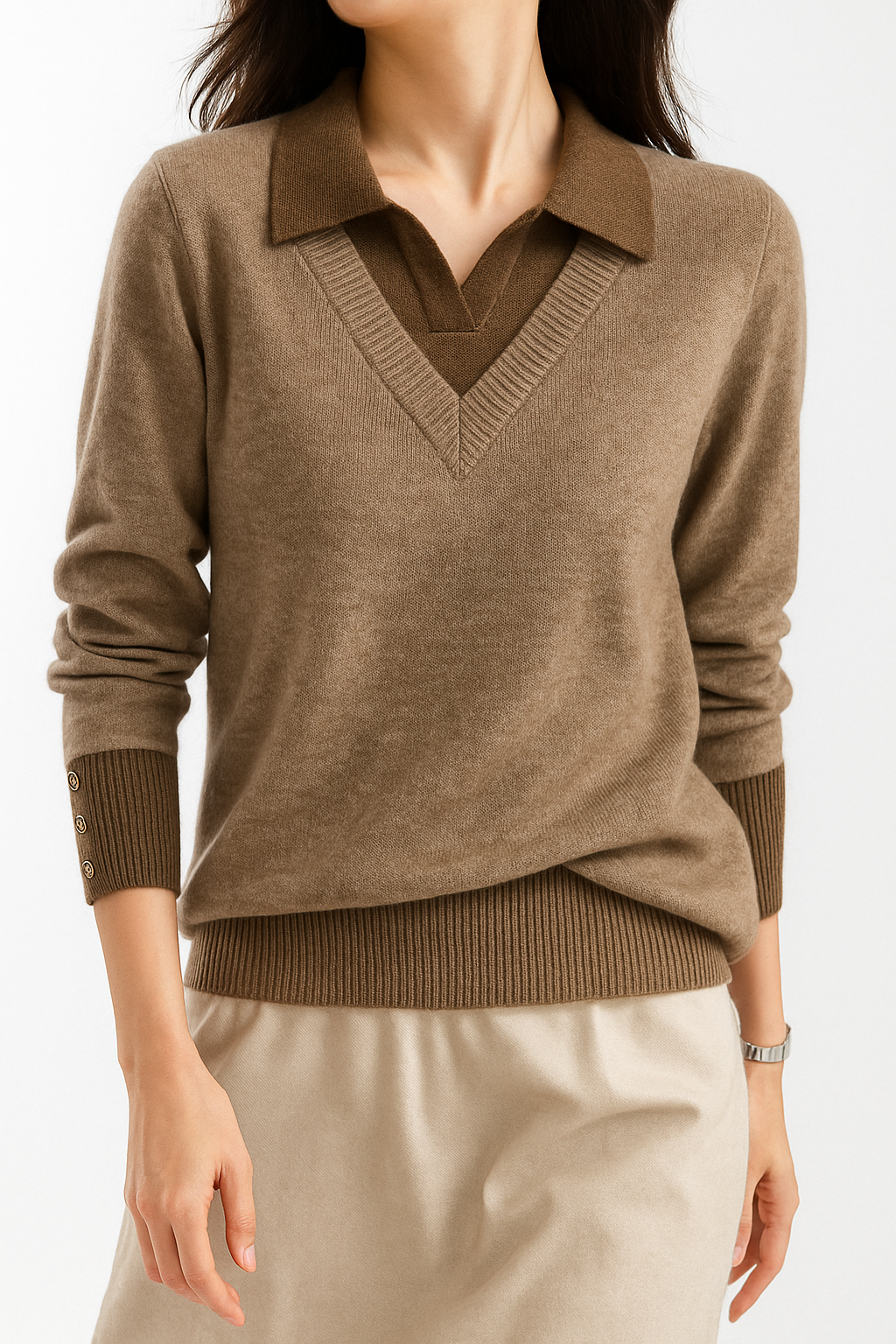 Layered Knit Pullover Elegant Design For Women | Zorina 0