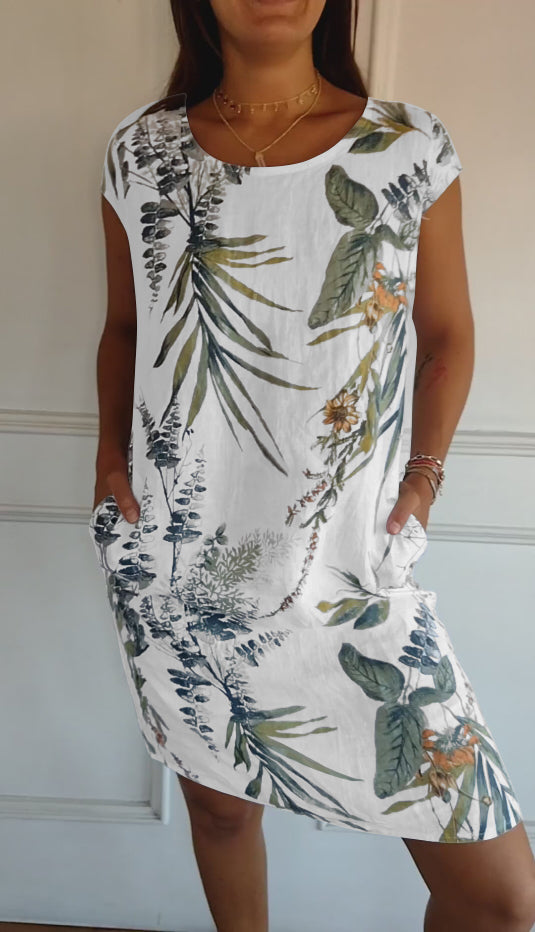 Luma | Casual Leaf Print Summer Dress 0