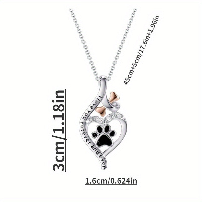 Lunara | Sterling Silver Paw Heart Necklace