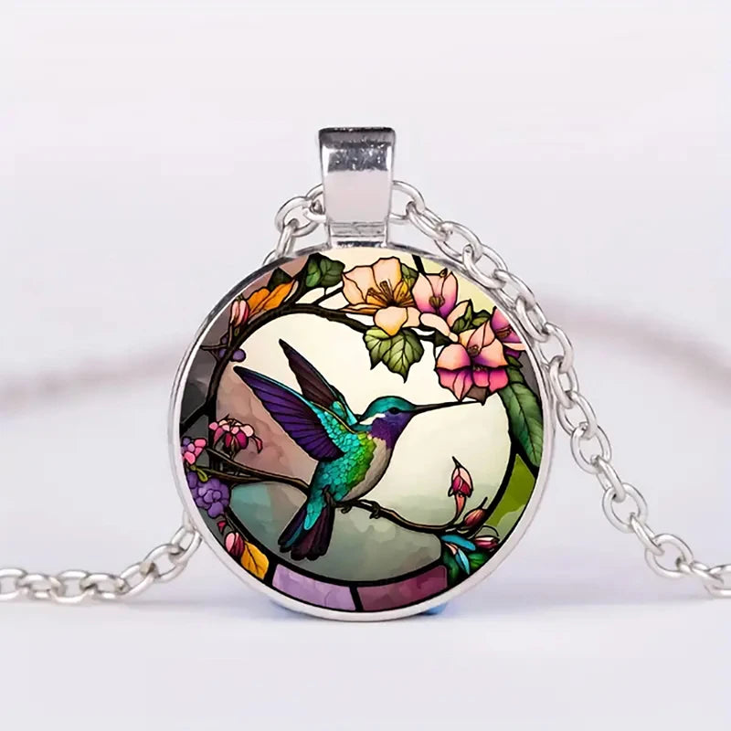 Lunara | Hummingbird Glass Dome Necklace 0