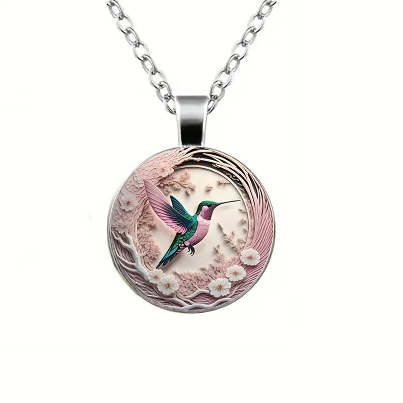 Lunara | Hummingbird Glass Dome Necklace 2