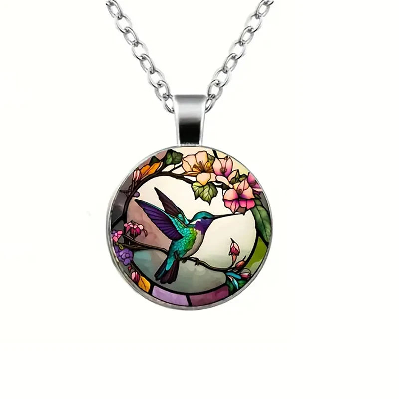 Lunara | Hummingbird Glass Dome Necklace 3