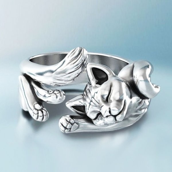 Lunara | Vintage Cat Silver Ring 0