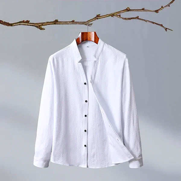 Relea | Relaxed-Fit Linen Shirt with Band Collar 3