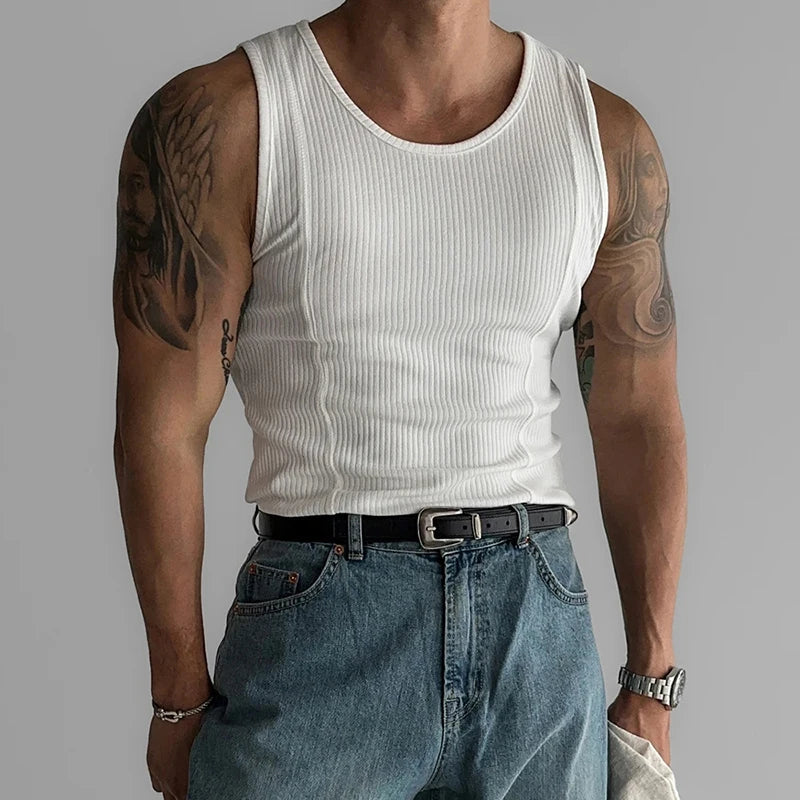 Ribbo | Slim-Fit Ribbed White Tank Top 1