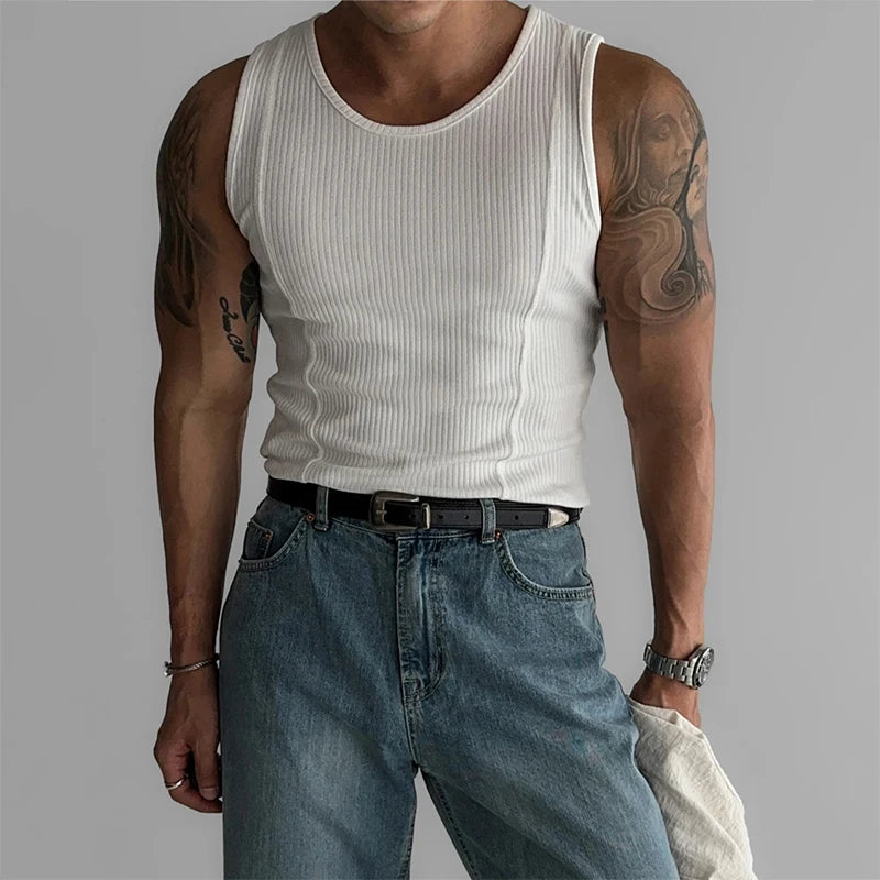Ribbo | Slim-Fit Ribbed White Tank Top 2