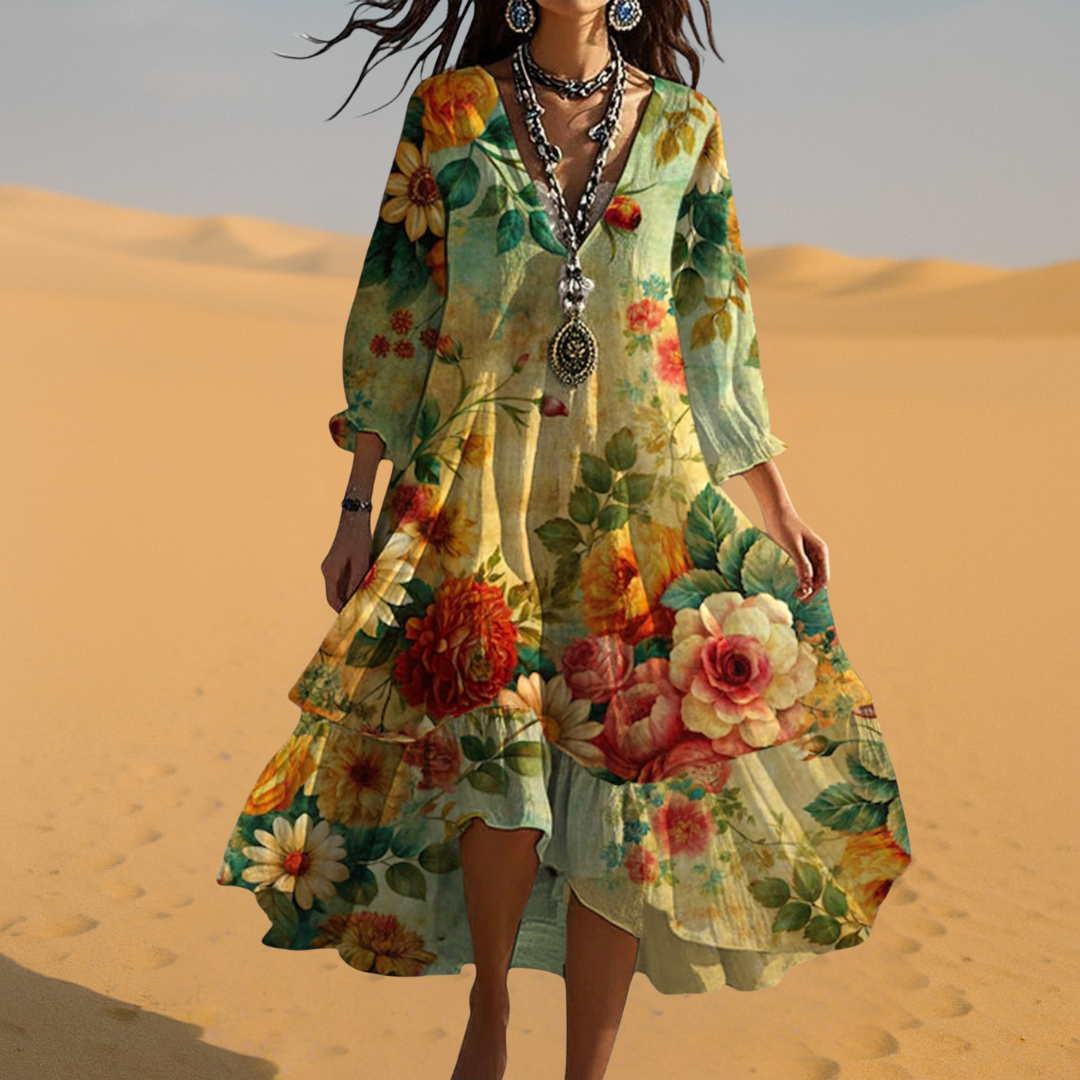 Sablea | Vintage V-Neck Summer Dress 2