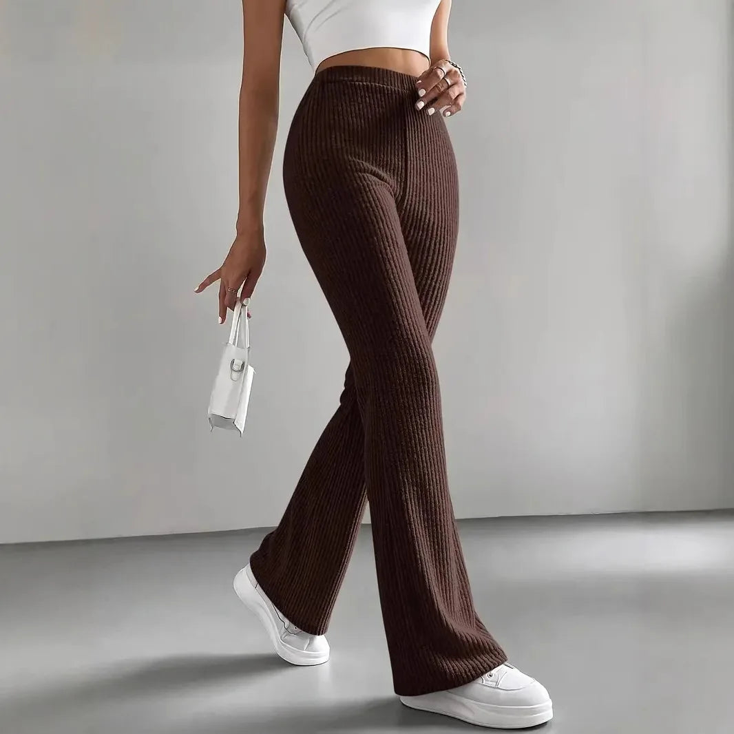Sofira | Ribbed Knit High-Waist Flared Pants 1