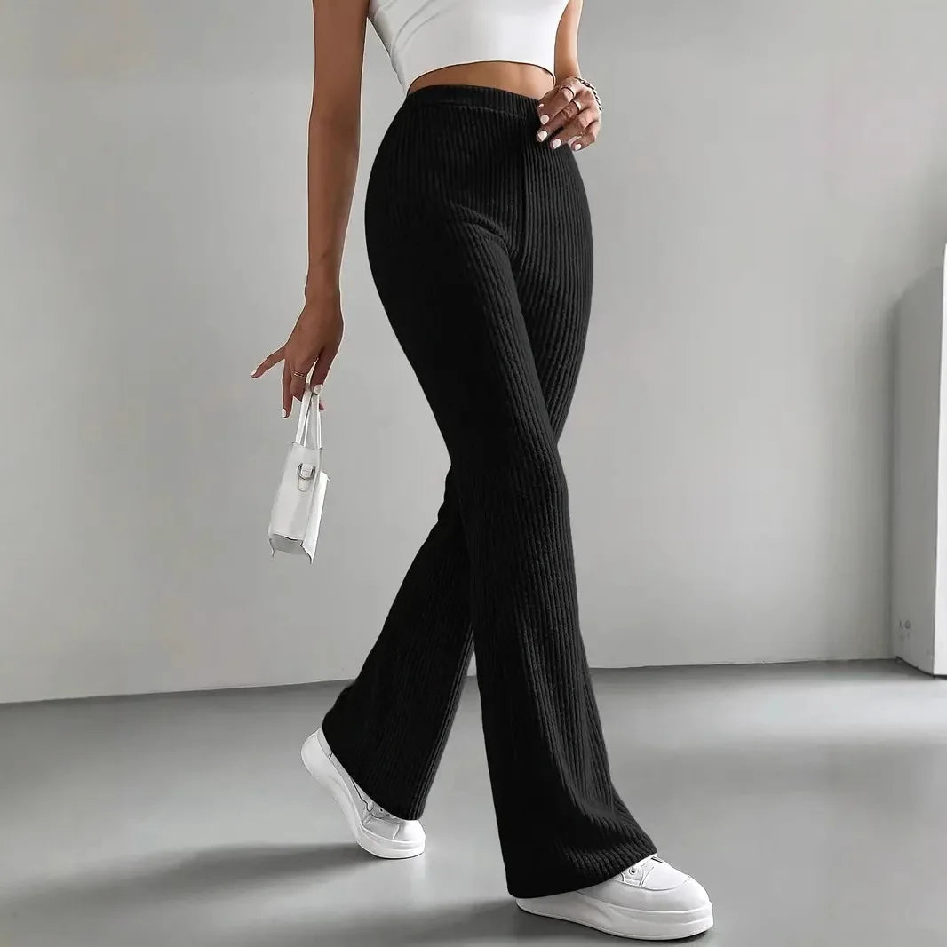 Sofira | Ribbed Knit High-Waist Flared Pants 3