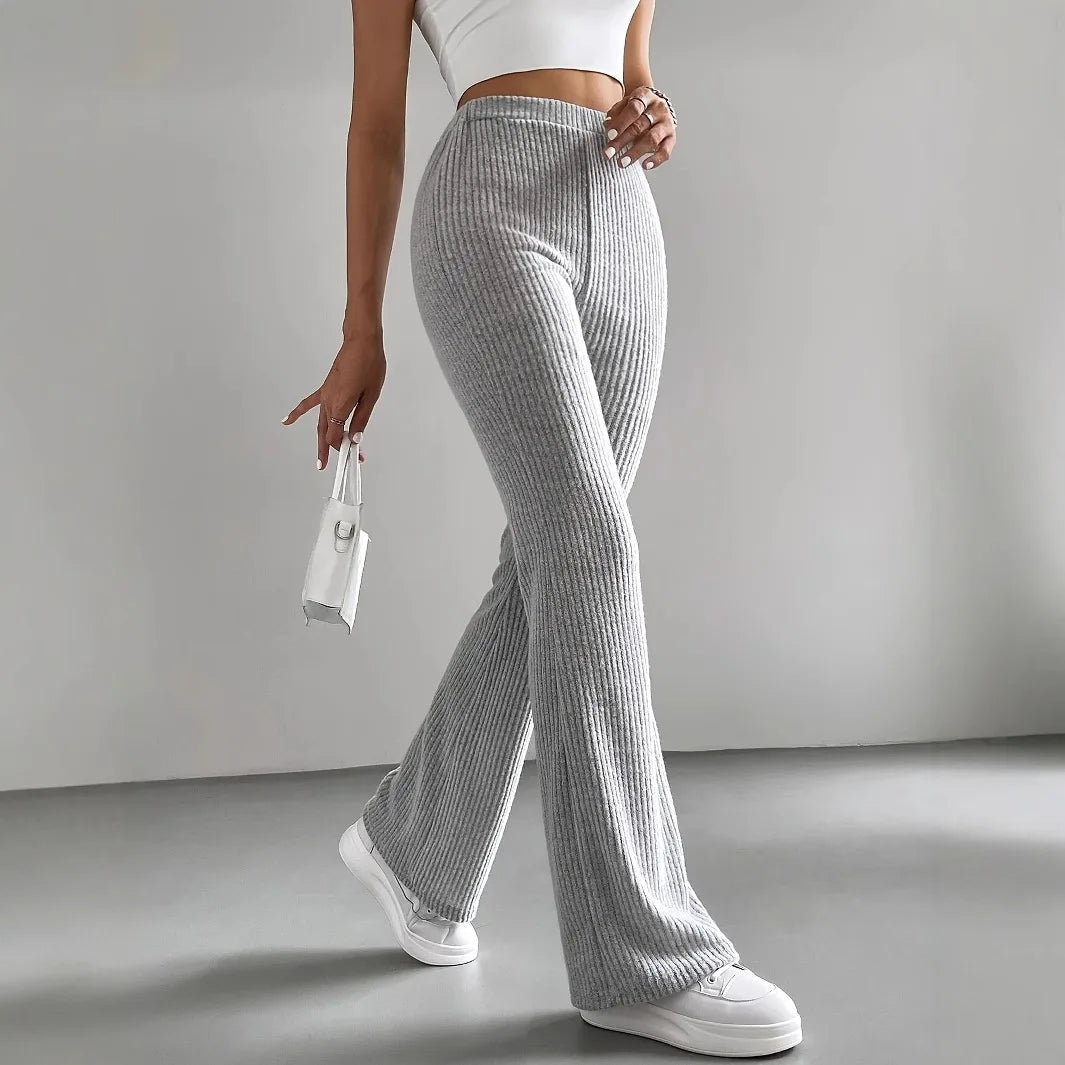 Sofira | Ribbed Knit High-Waist Flared Pants 4