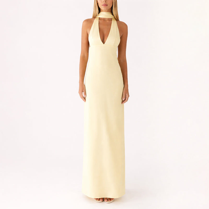 Solea | Halter Neck Long Maxi Dress 0
