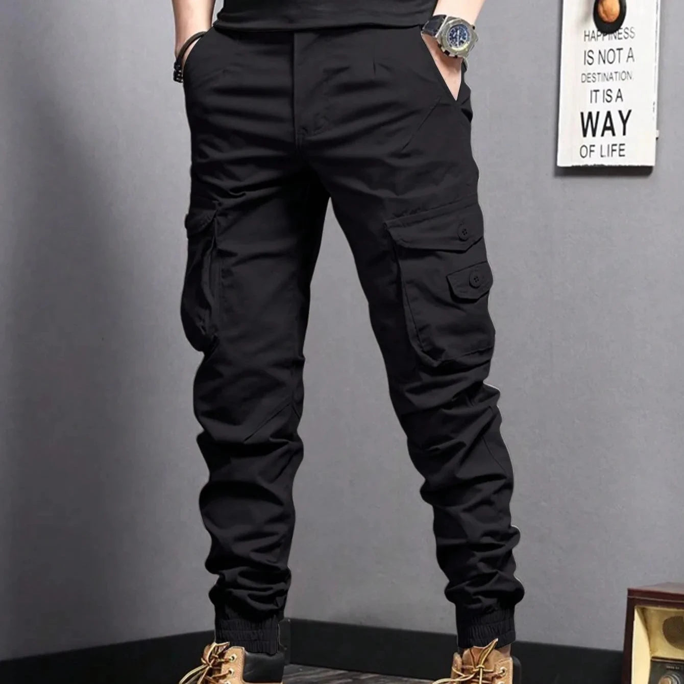 Tactica | Black Cargo Pants with Ample Pocket Space 1