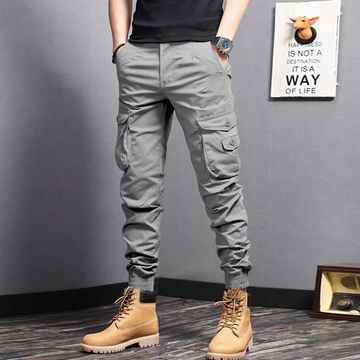 Tactica | Black Cargo Pants with Ample Pocket Space 6
