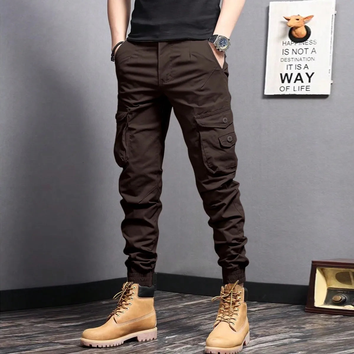 Tactica | Black Cargo Pants with Ample Pocket Space 8