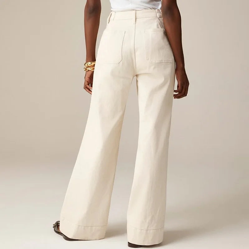 High-Waist Pocketed Denim Trousers for Women | Kaela