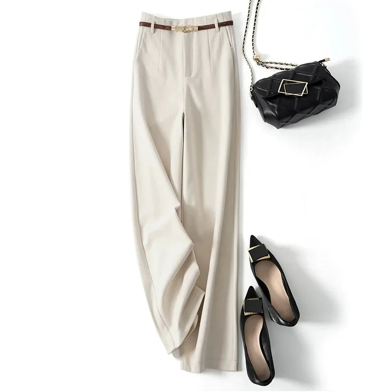 Belted Wool Wide-Leg Pants for Women | Milano