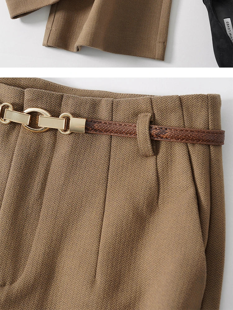 Belted Wool Wide-Leg Pants for Women | Milano