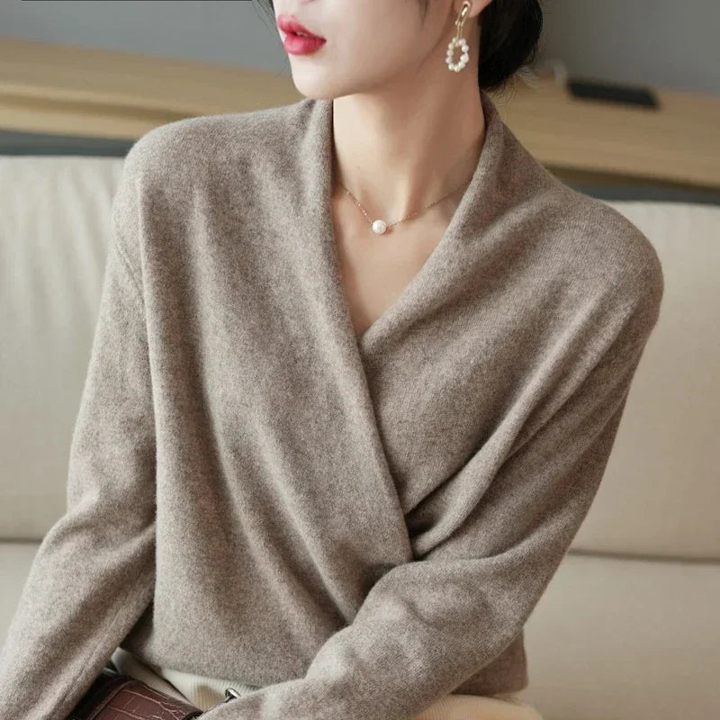 V-Neck Cashmere Knit Sweater for Women | Bella