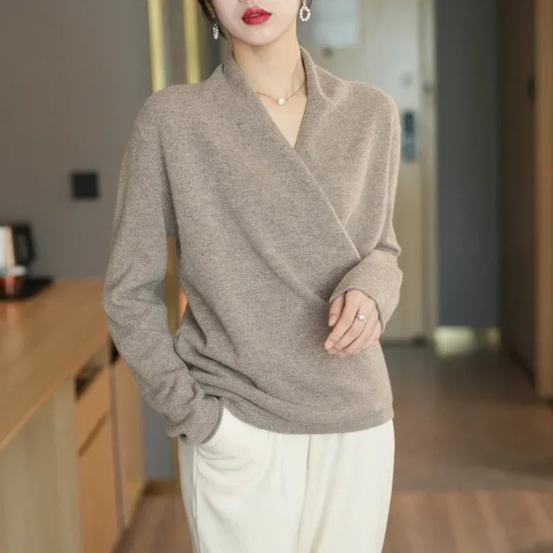 V-Neck Cashmere Knit Sweater for Women | Bella