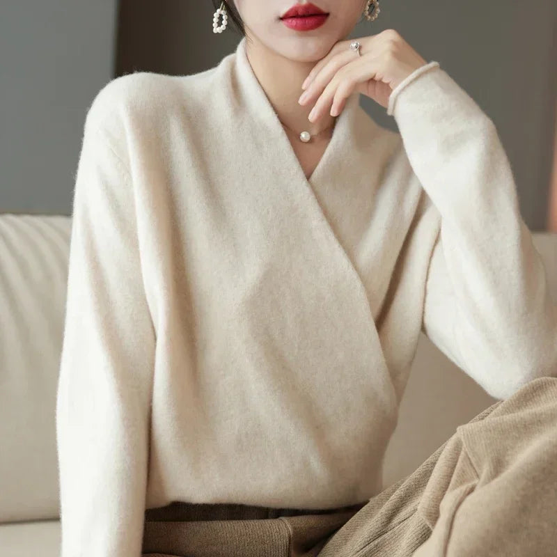 V-Neck Cashmere Knit Sweater for Women | Bella
