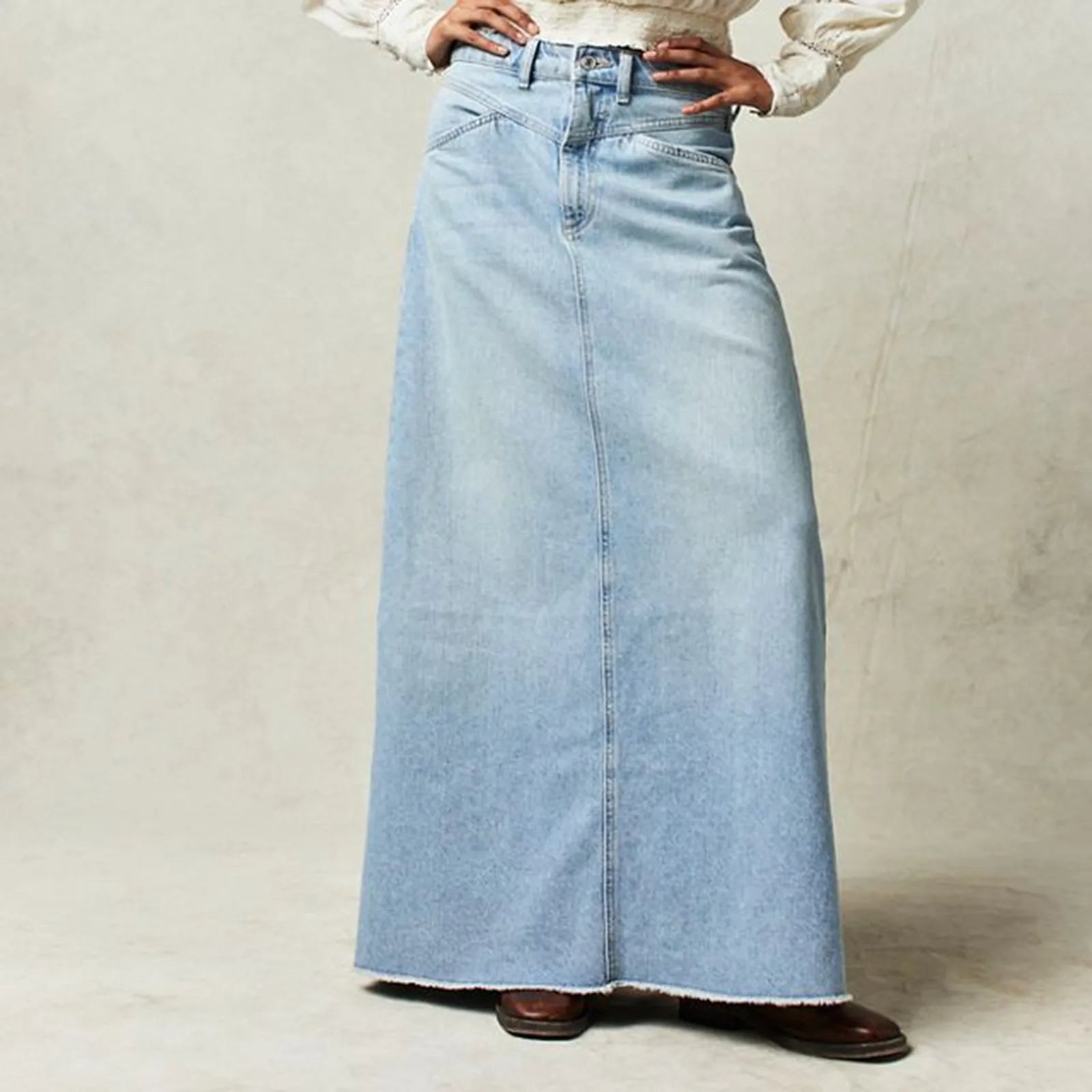 Vinta | Womens A-Line Denim Maxi Skirt 0