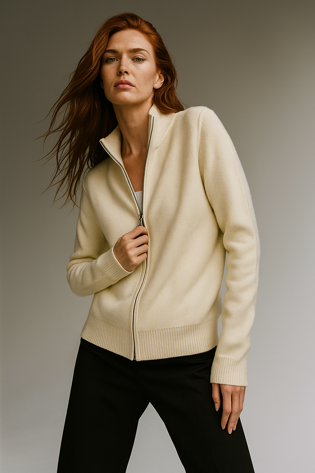 Zelara | Merino Wool Zip Cardigan 0