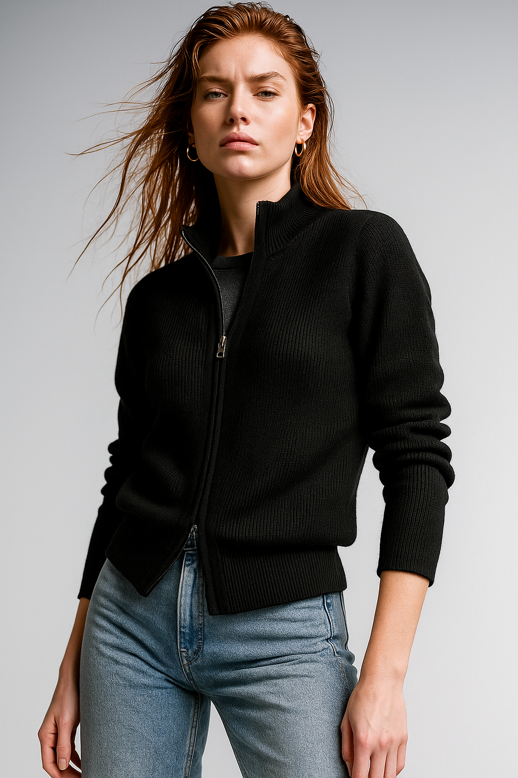 Zelara | Merino Wool Zip Cardigan 1