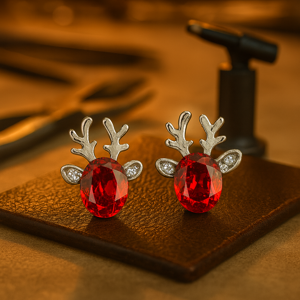 Zyrel | Reindeer Crystal Stud Earrings 0