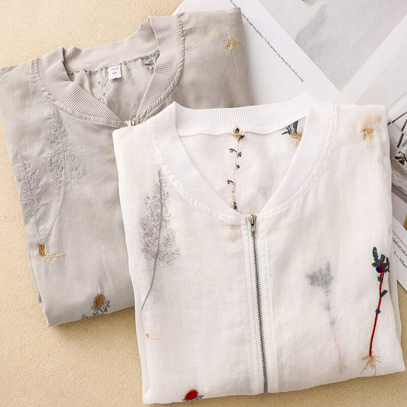 Asher | Relaxed Floral Bomber Jacket Cotton-Linen Blend 3