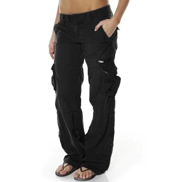 Avelyn | Black Cotton Cargo Pants 0