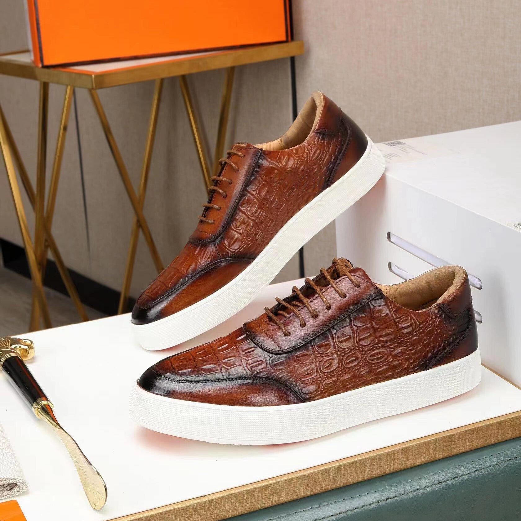 Bello | Casual Leather Sneakers with Embossed Design 6