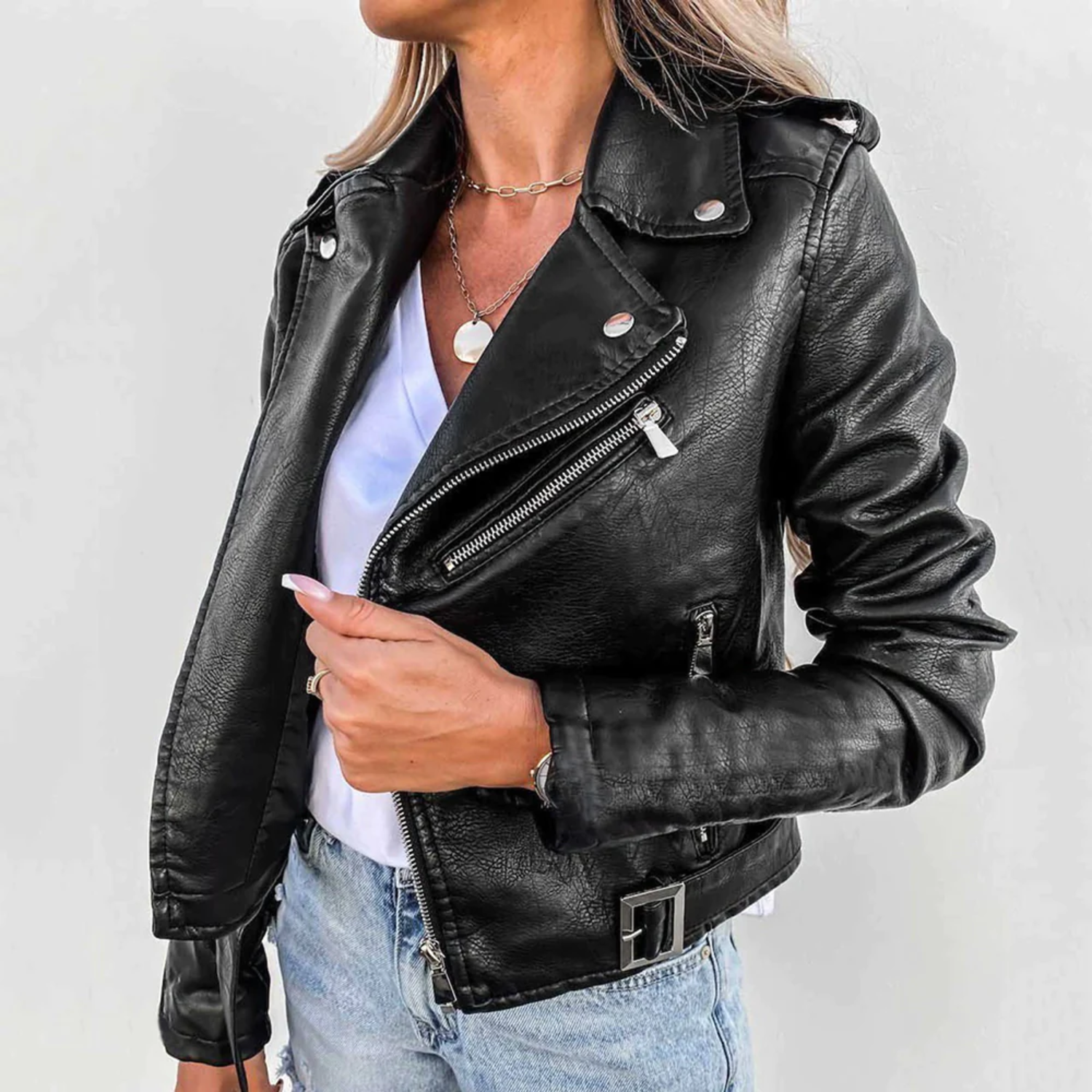 Blaire | Women's Faux Leather Biker Jacket 2