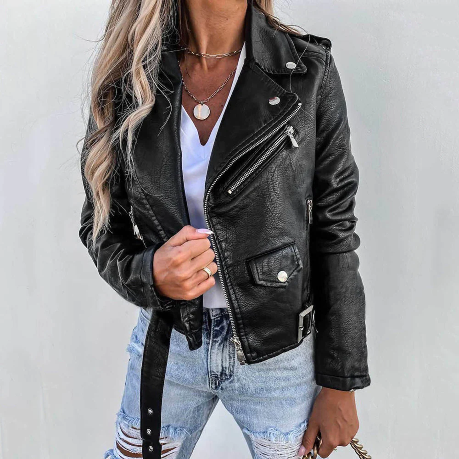 Blaire | Women's Faux Leather Biker Jacket 4