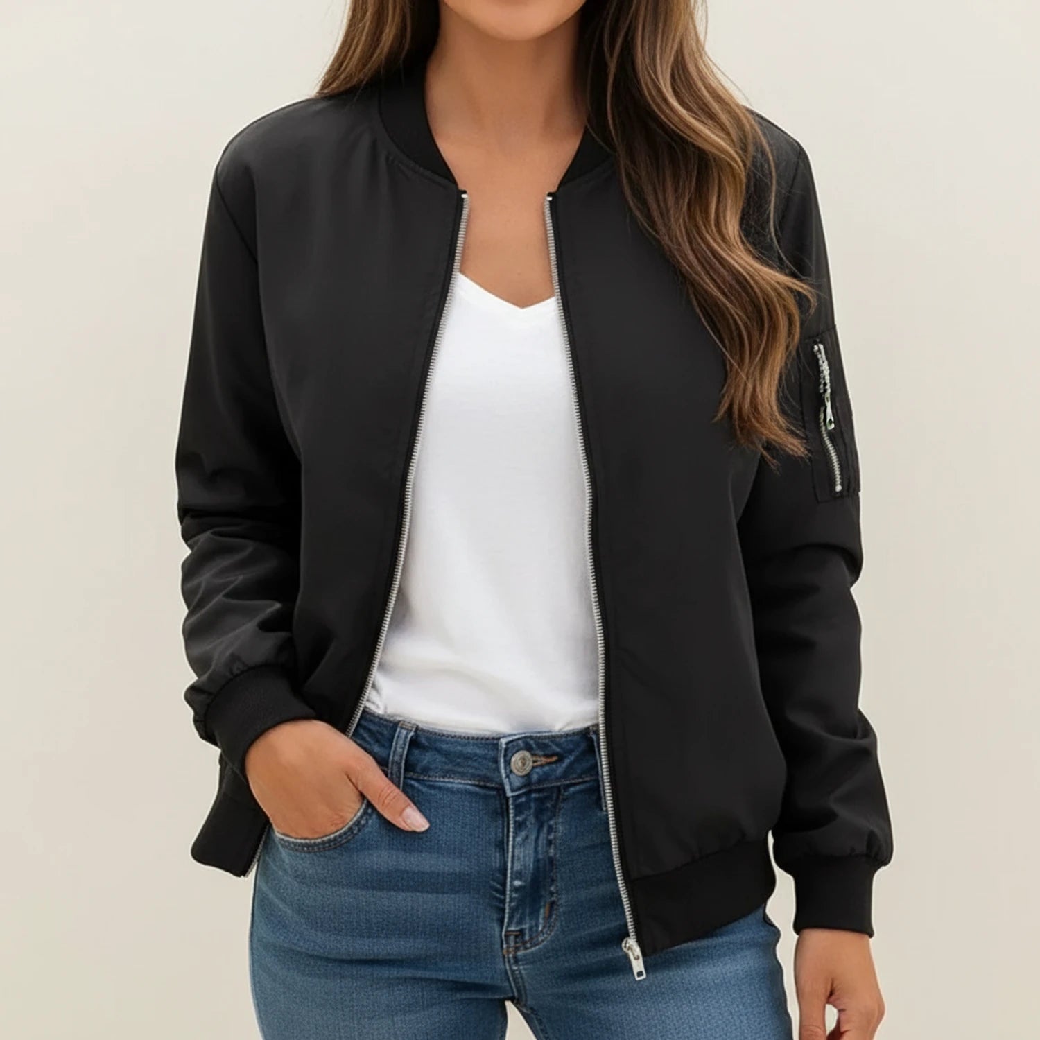 Breeze | Zip-Up Bomber Jacket With Ribbed Trim 0