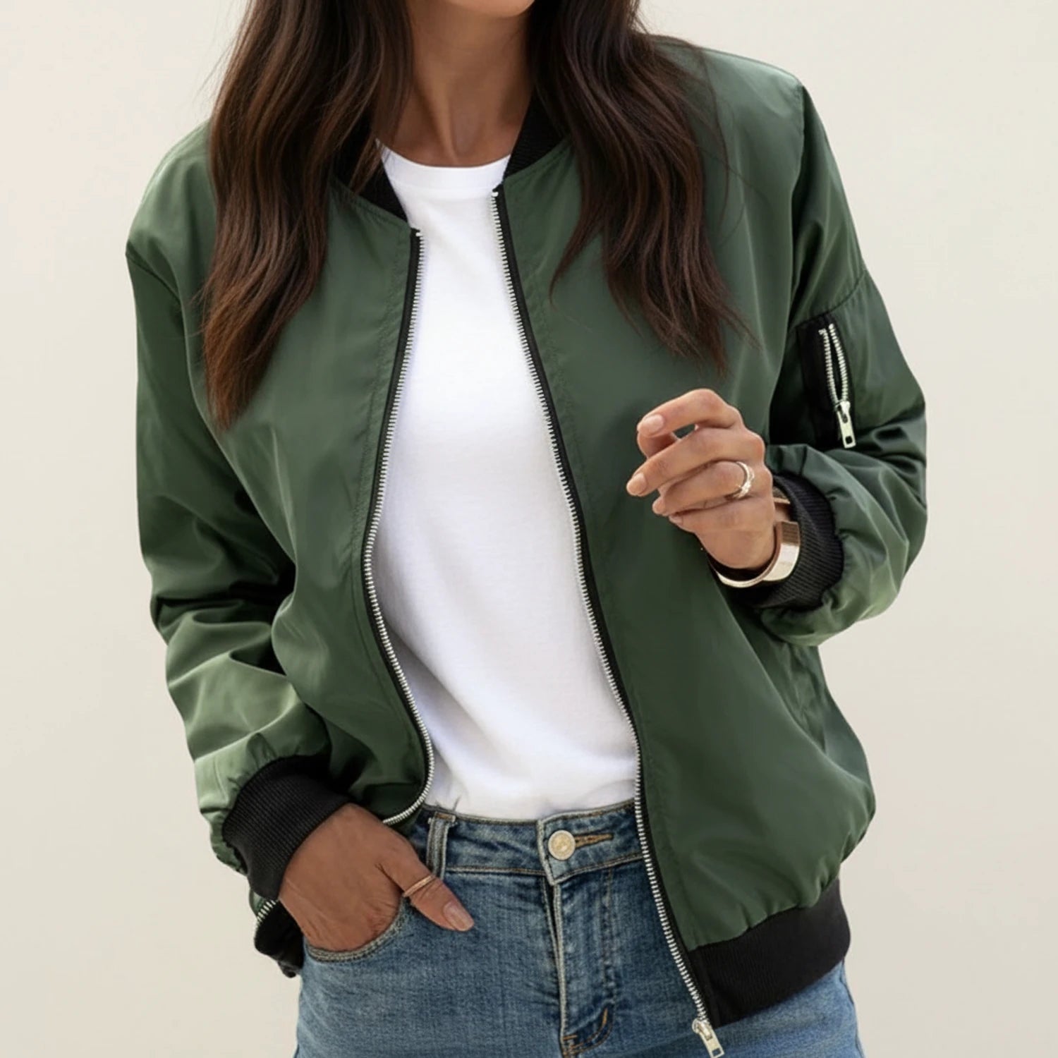 Breeze | Zip-Up Bomber Jacket With Ribbed Trim 2