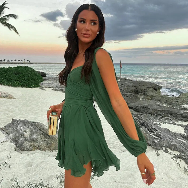 Celia | Summer Long Sleeve Mini White Dress 6