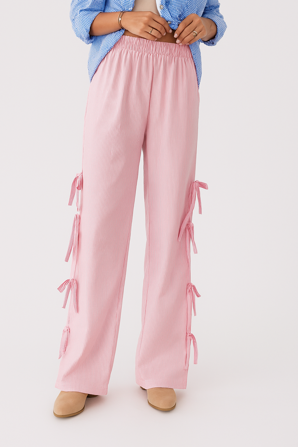 Checkered Wide Leg Trousers For Women | Lirena 8