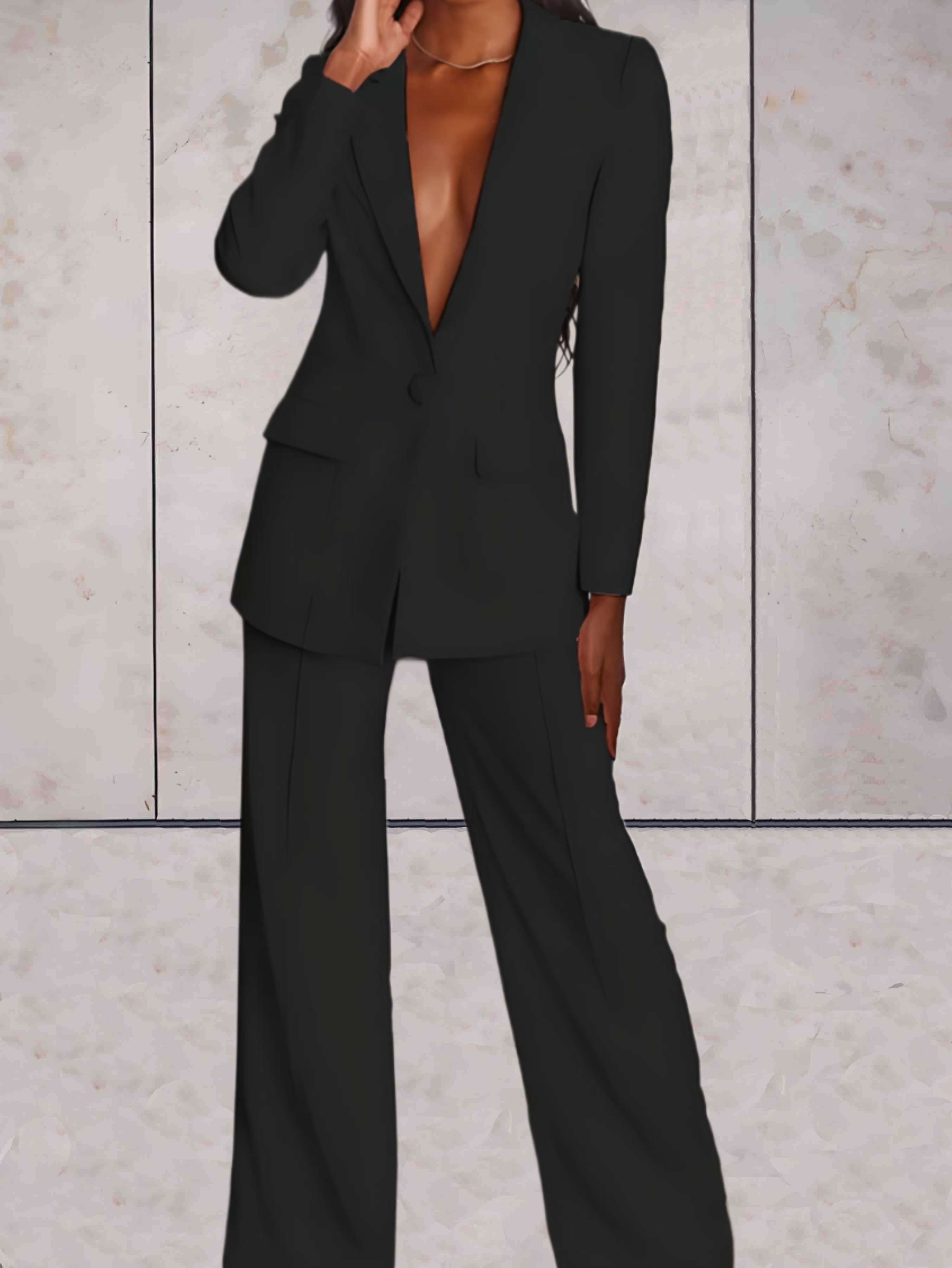 Chic Blazer Wide-Leg Pants Set For Women | Tersina 2
